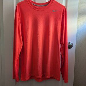 Nike Dri-Fit long-sleeved orange pullover crewneck workout top Women's Sz M